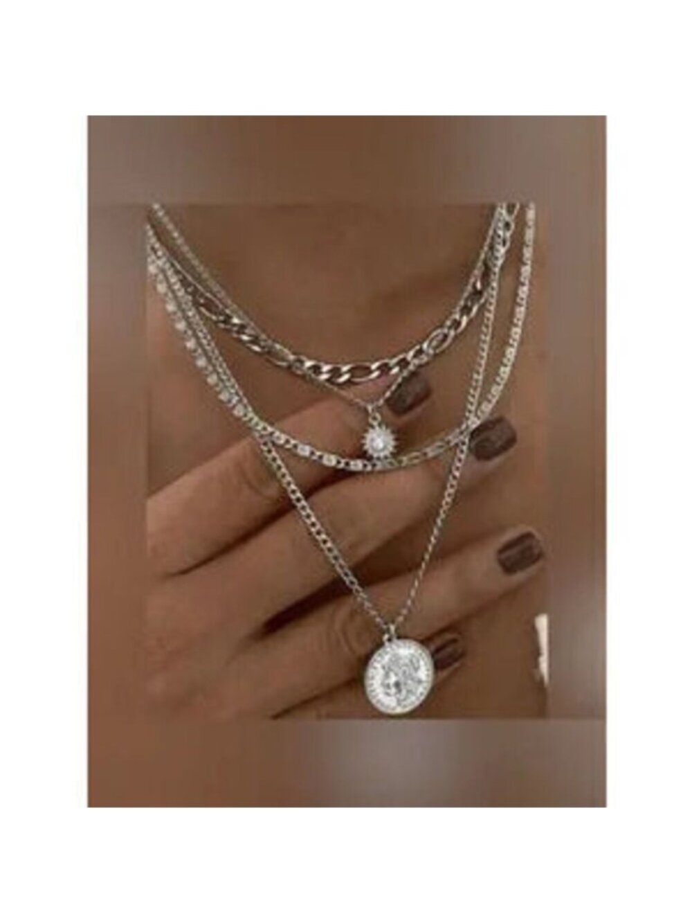Silver 1pc Minimalist Disc Coin Layered Necklace Dainty